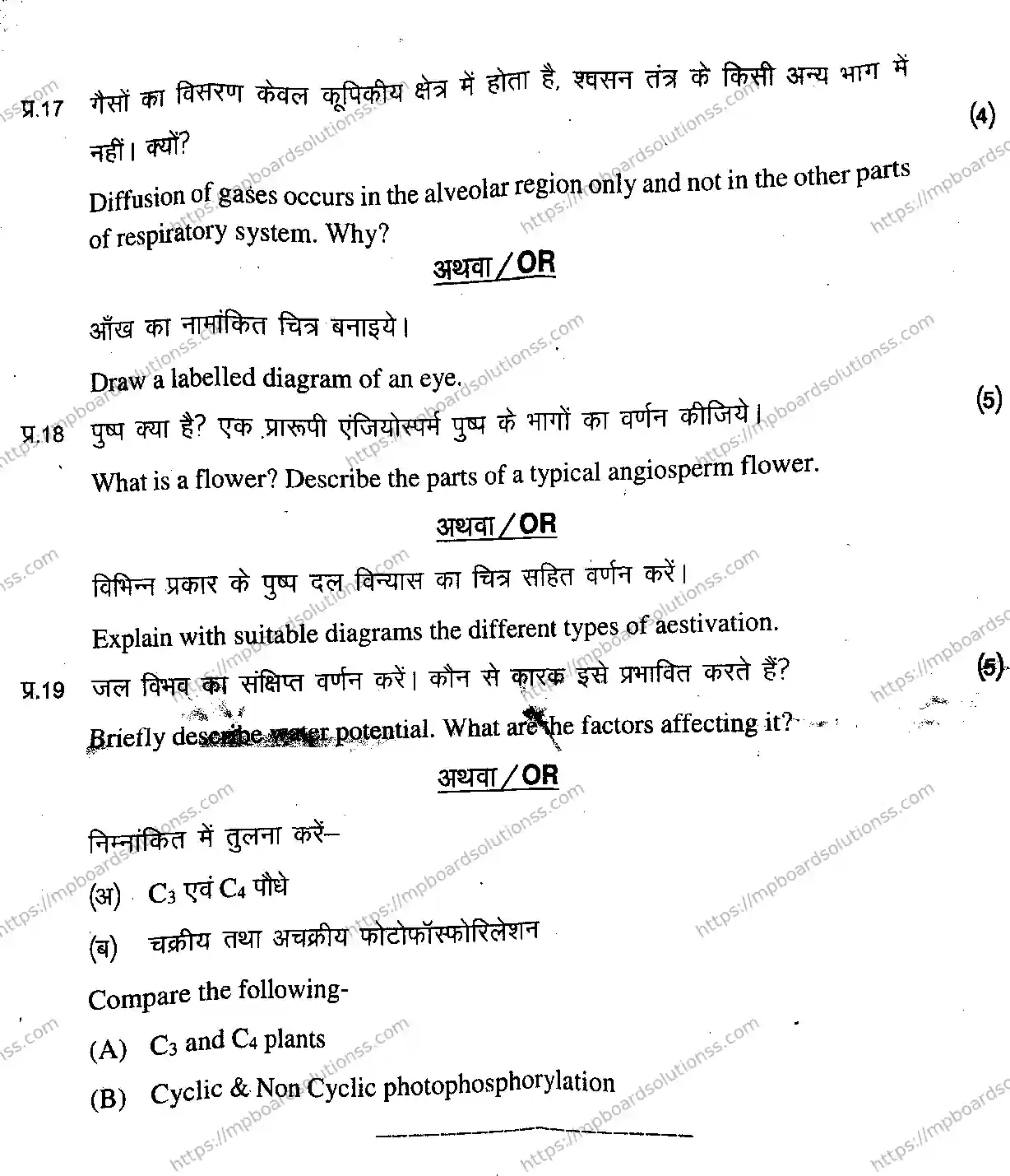 MP Board Class 11 Biology HE-684473 Final Paper 2020 Image 8