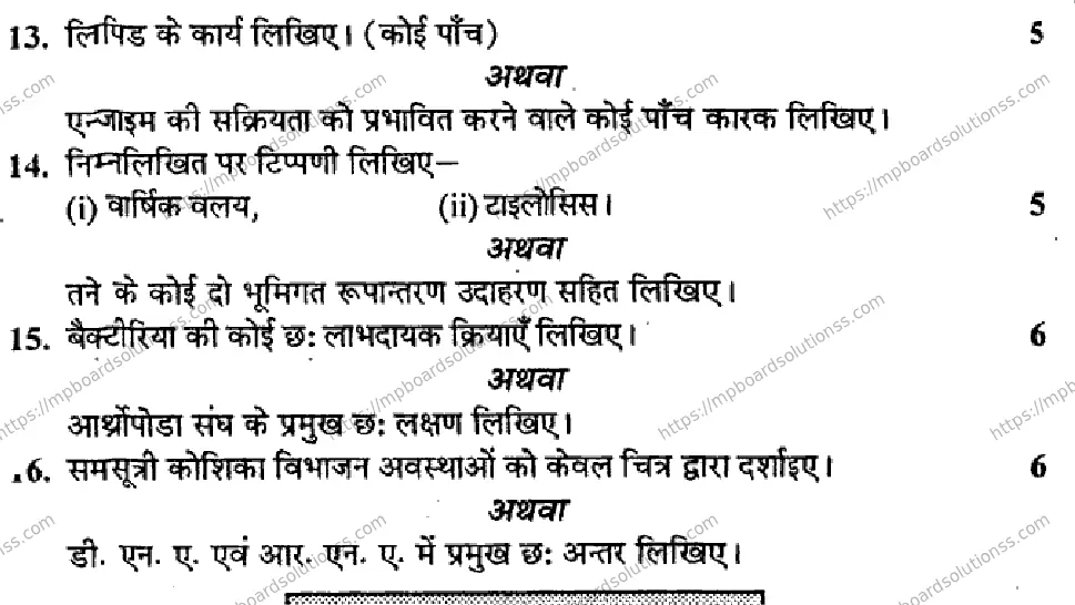 MP Board Class 11 Biology HM-978374 Final Paper 2013 Image 3