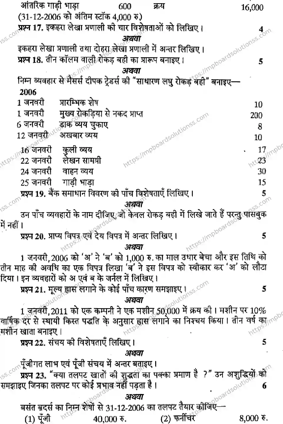 MP Board Class 11 Book Keeping & Accountancy HM-615939 Final Paper 2014 Image 4