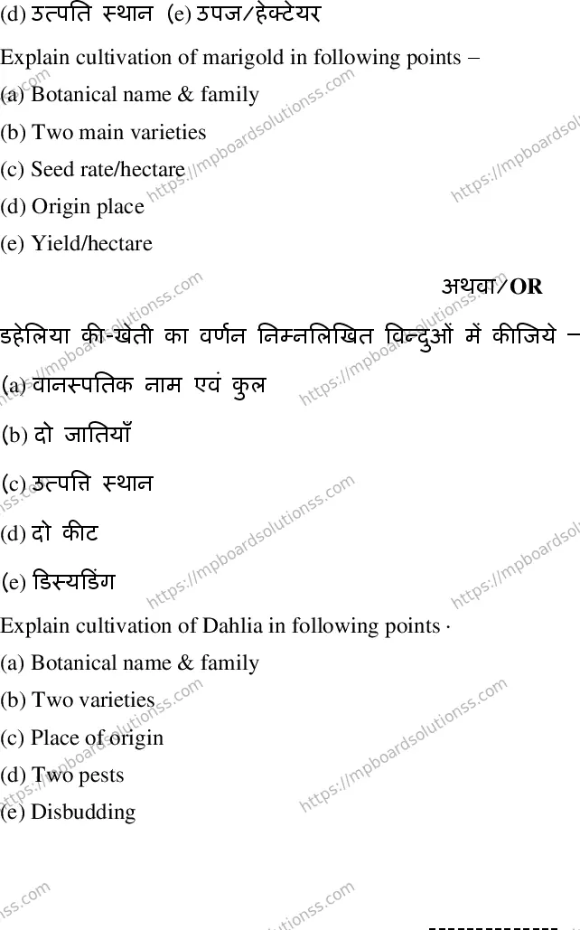 MP Board Class 11 Crop Production & Horticulture HE-693201 Final Paper 2020 Image 6