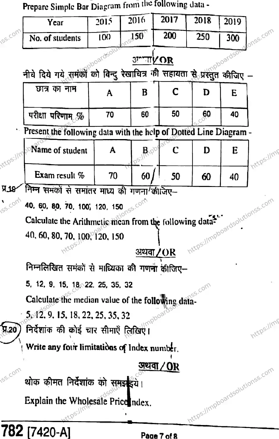 MP Board Class 11 Economics Commerce & Arts HE-615003 Final Paper 2020 Image 7