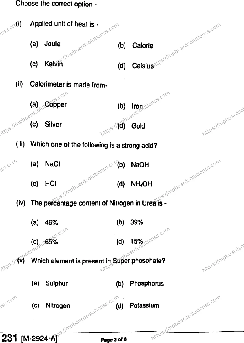 MP Board Class 11 Elements of Science & Mathematics Useful For Agriculture HE-231705 Final Paper 2021 Image 3