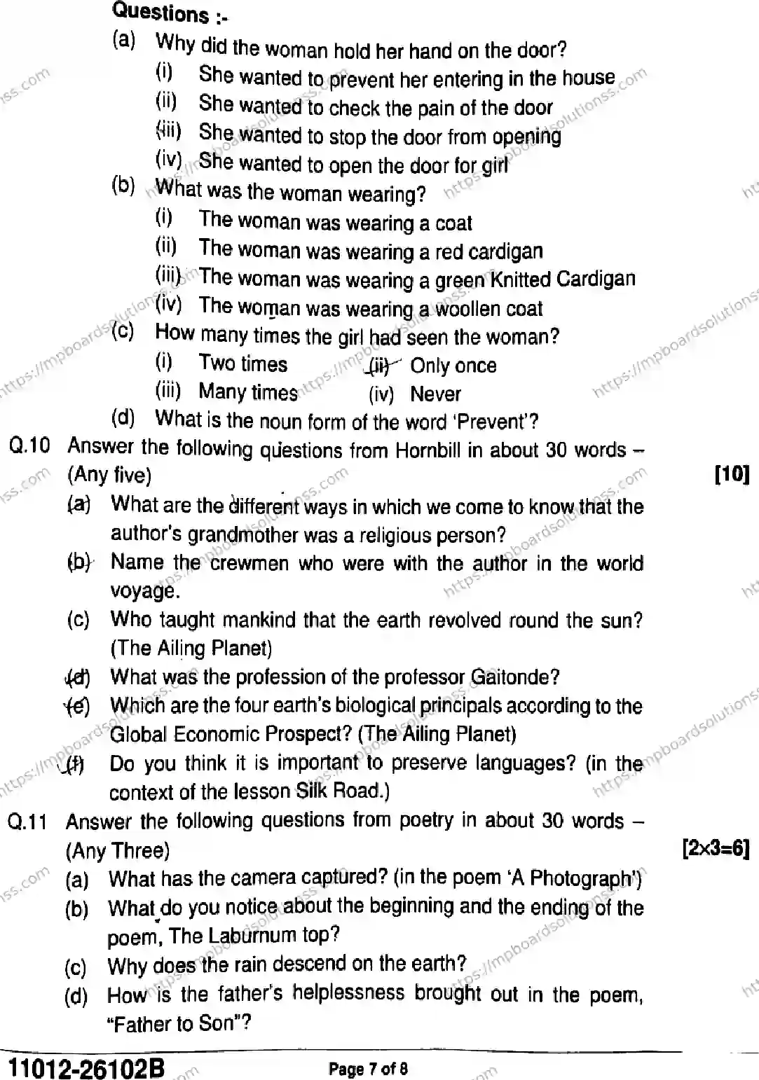 MP Board Class 11 English-185329 Final Paper 2026 Image 7