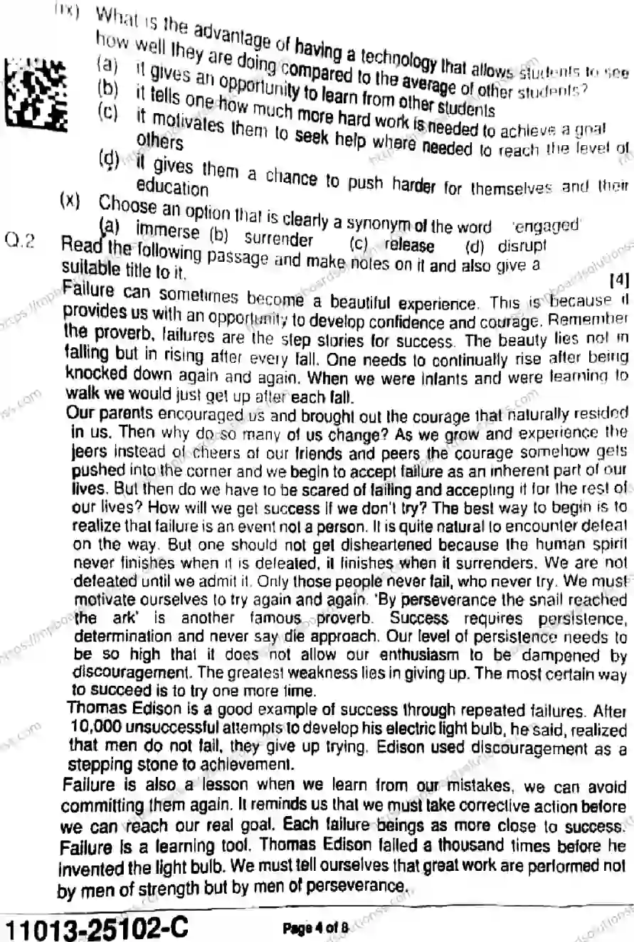 MP Board Class 11 English-197664 Final Paper 2025 Image 4