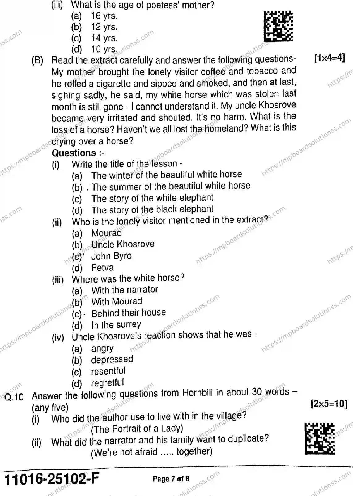 MP Board Class 11 English-230049 Final Paper 2025 Image 7