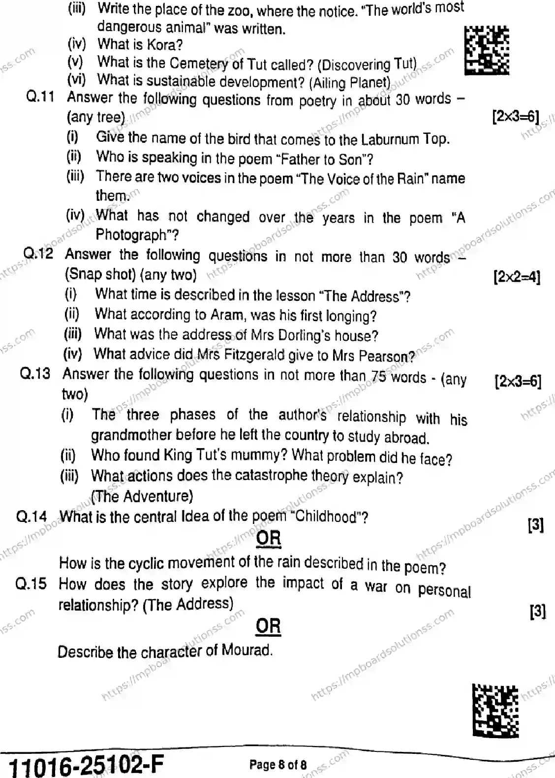 MP Board Class 11 English-230049 Final Paper 2025 Image 8
