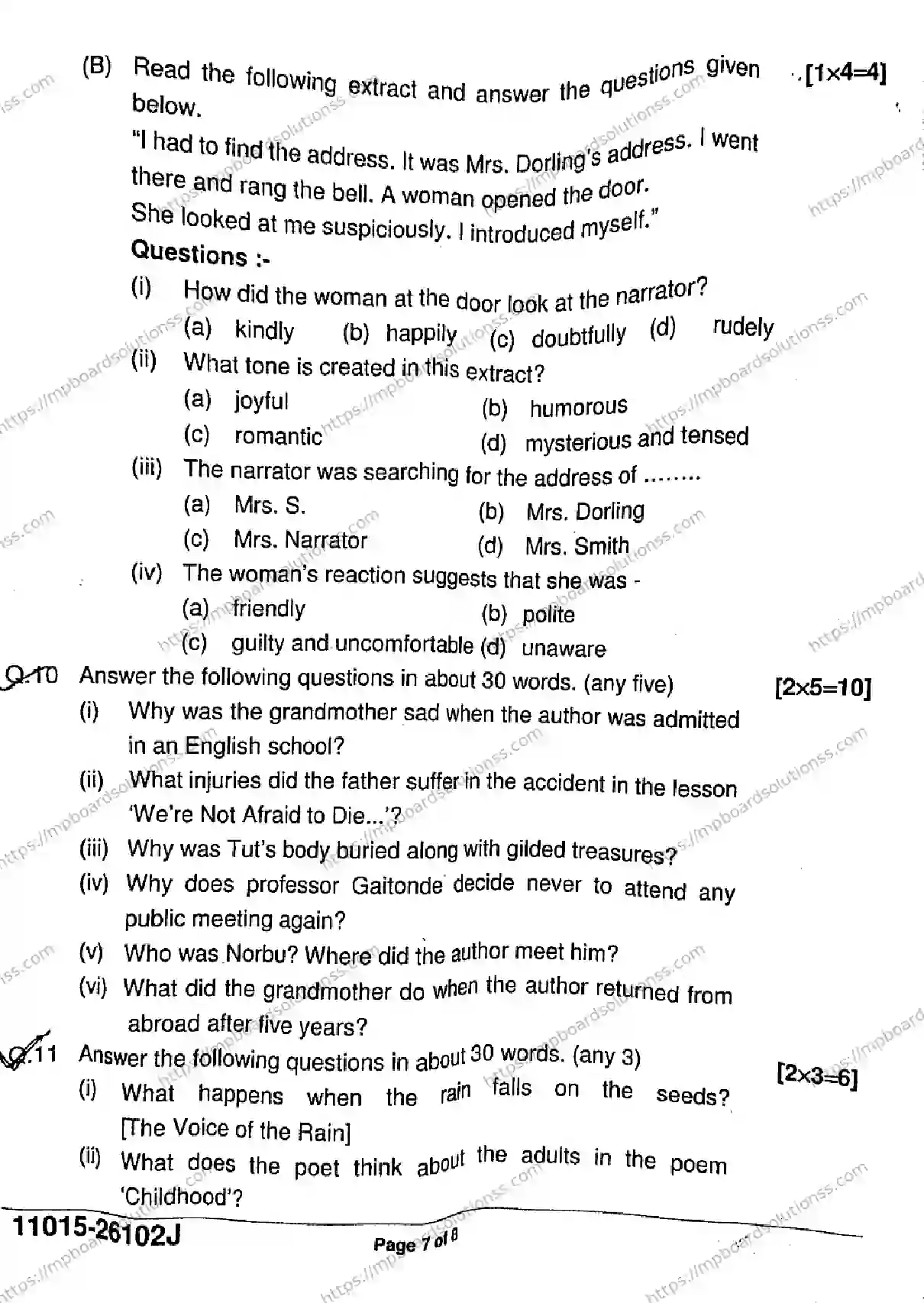 MP Board Class 11 English-365095 Final Paper 2026 Image 7
