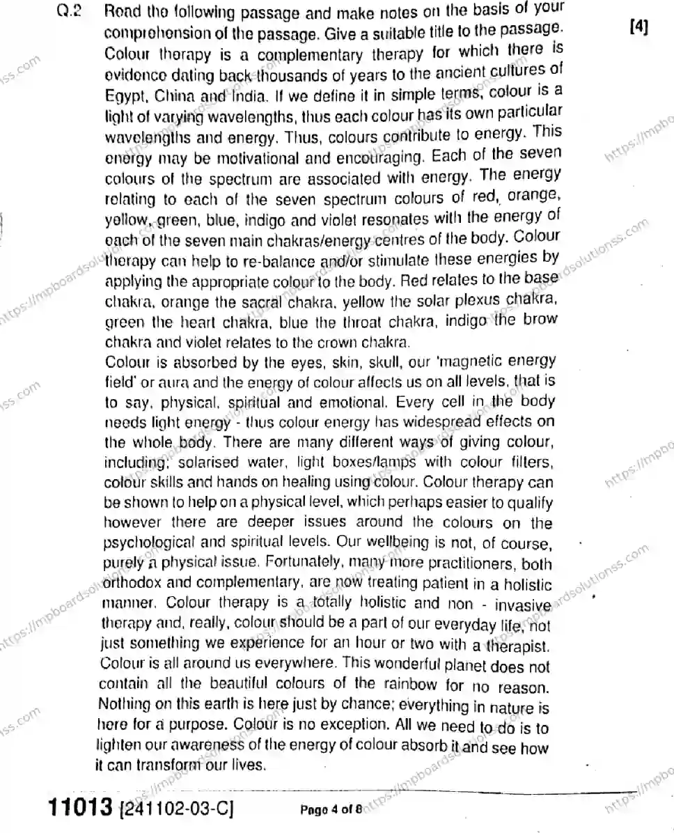 MP Board Class 11 English-365982 Final Paper 2024 Image 4