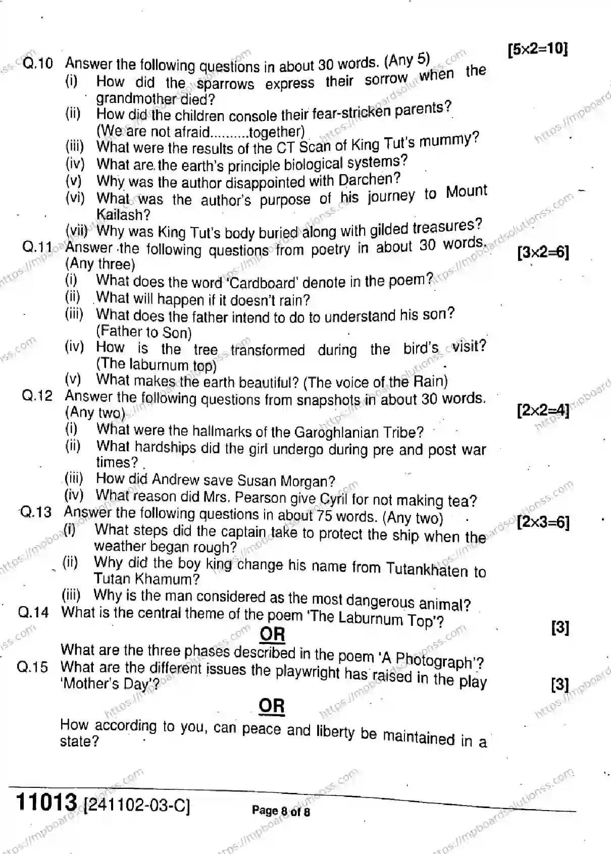 MP Board Class 11 English-365982 Final Paper 2024 Image 8