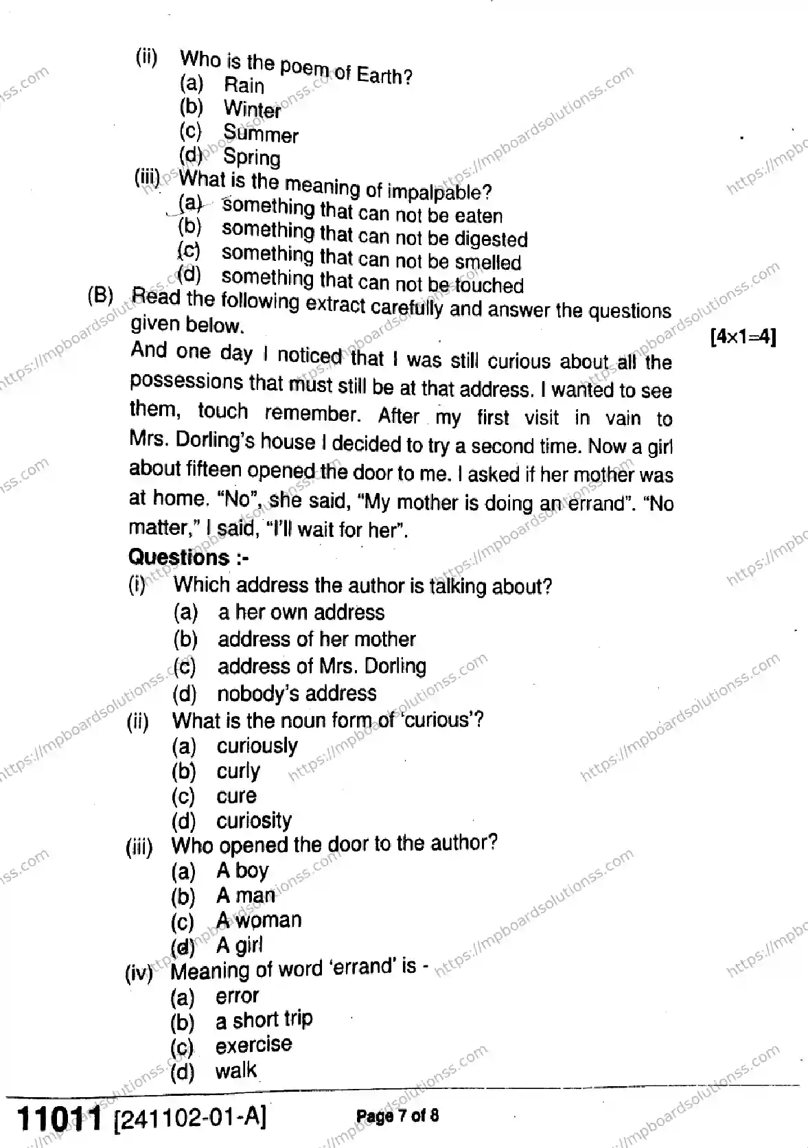 MP Board Class 11 English-392162 Final Paper 2024 Image 7