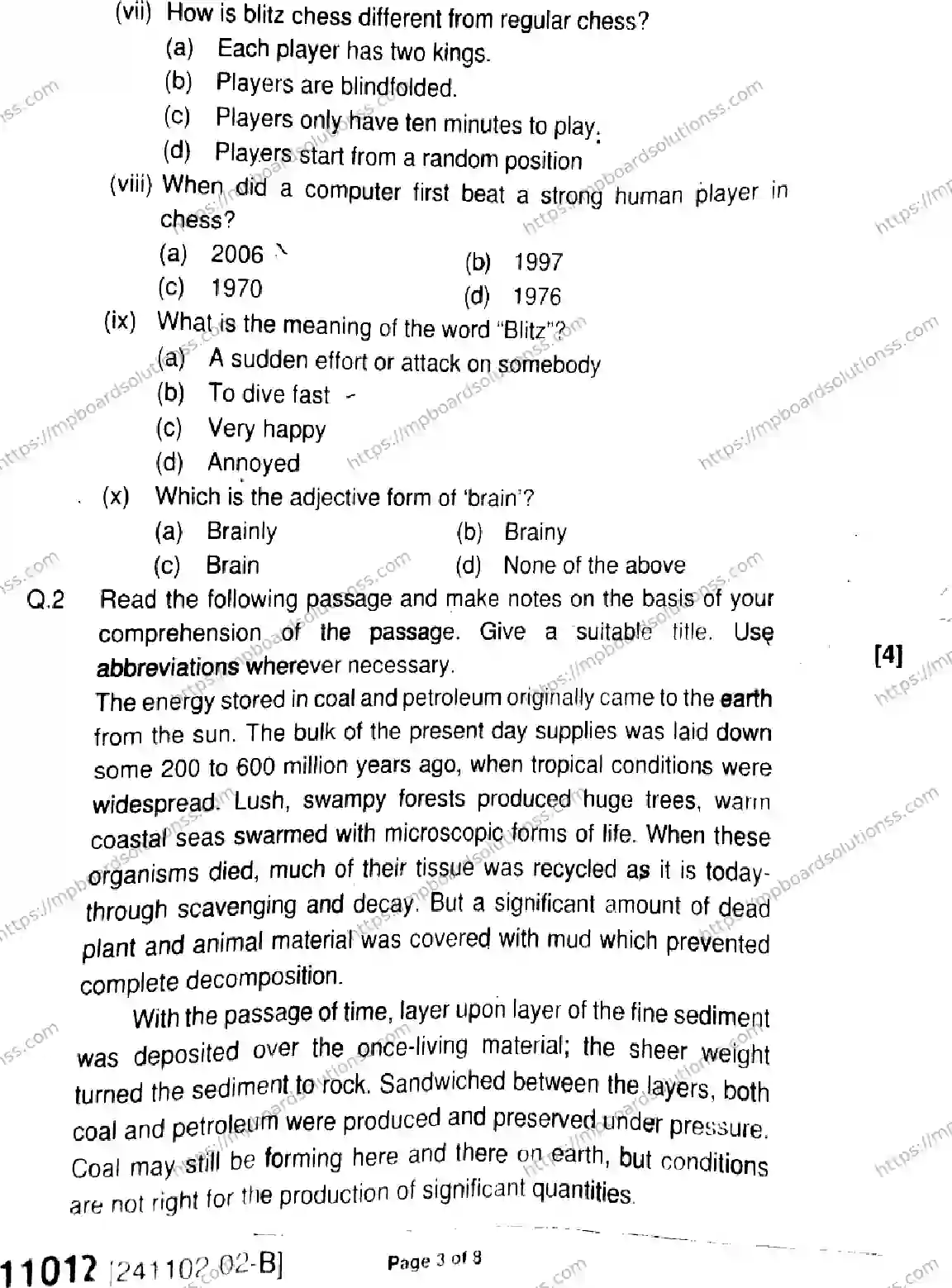MP Board Class 11 English-427689 Final Paper 2024 Image 3
