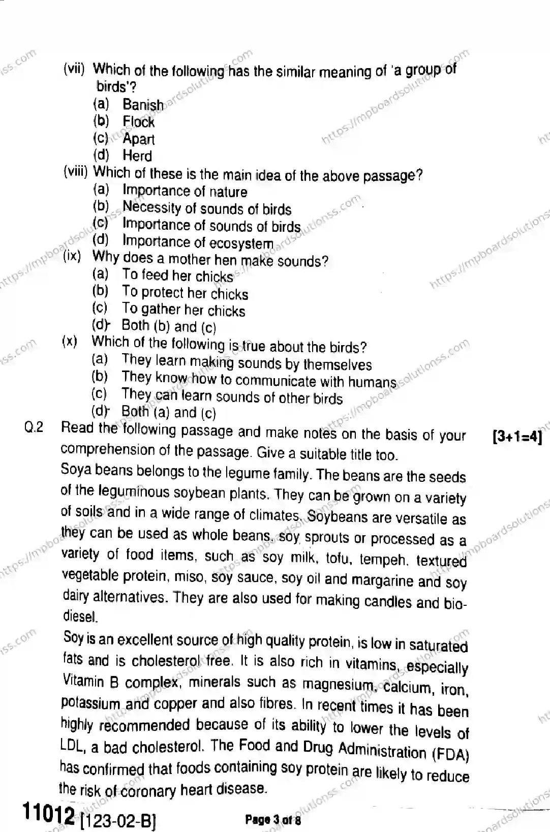 MP Board Class 11 English-545969 Final Paper 2023 Image 3