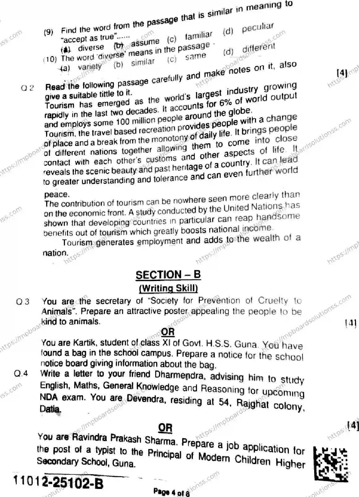 MP Board Class 11 English-560828 Final Paper 2025 Image 4