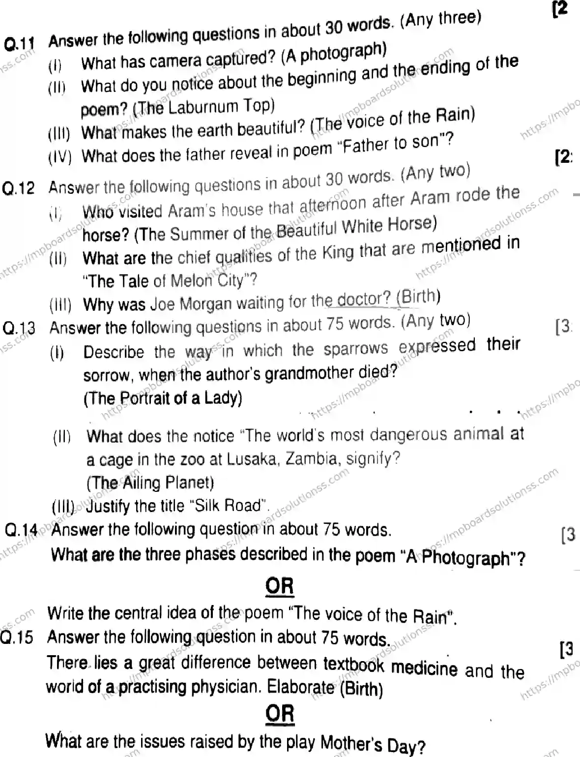 MP Board Class 11 English-560828 Final Paper 2025 Image 8
