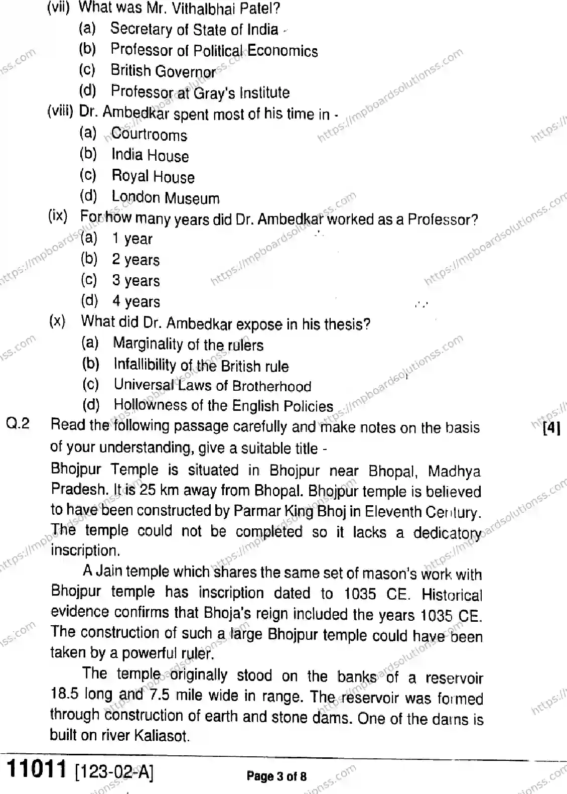 MP Board Class 11 English-641123 Final Paper 2023 Image 3
