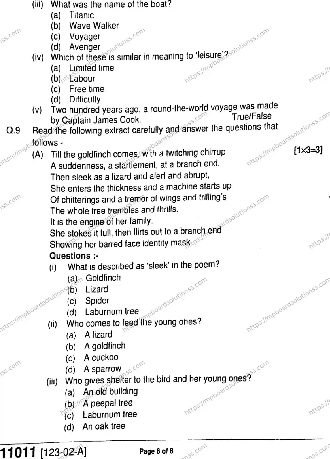 MP Board Class 11 English-641123 Final Paper 2023 Image 6