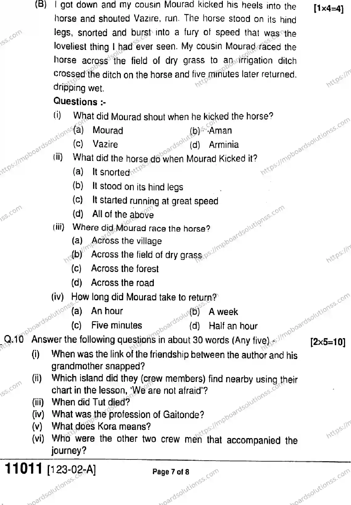 MP Board Class 11 English-641123 Final Paper 2023 Image 7