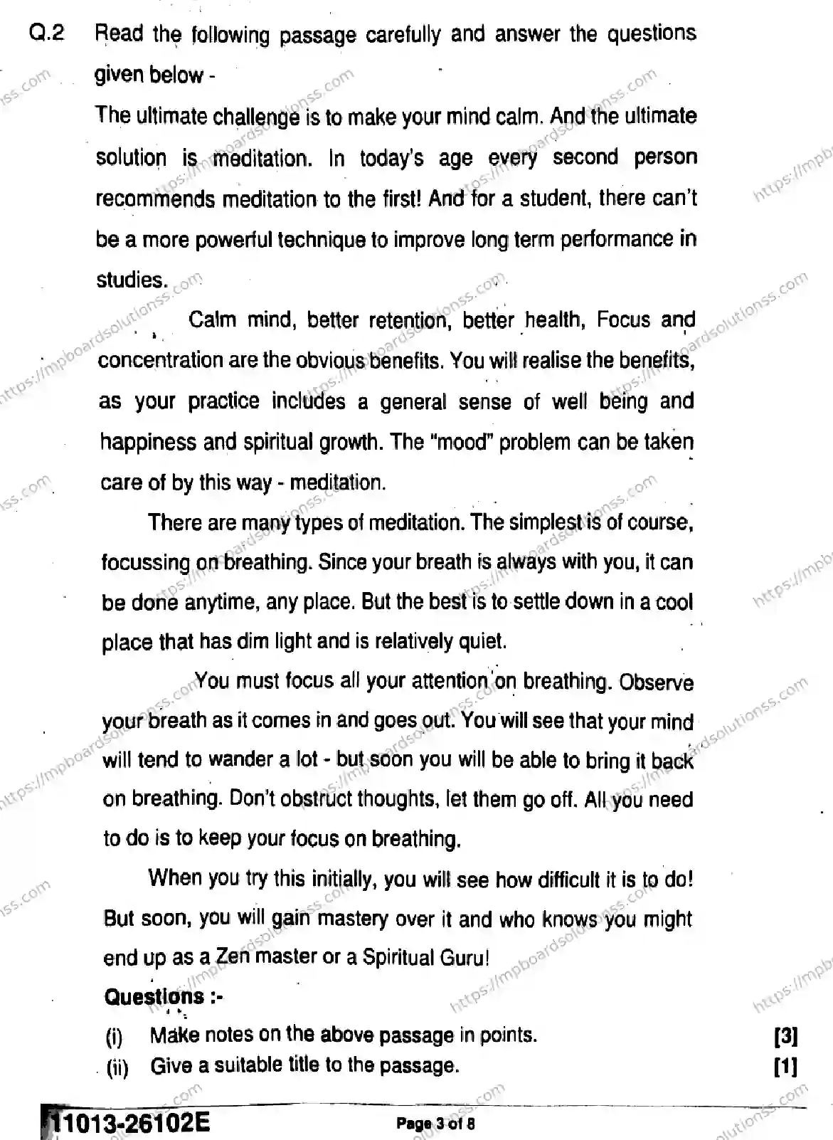 MP Board Class 11 English-726485 Final Paper 2026 Image 3
