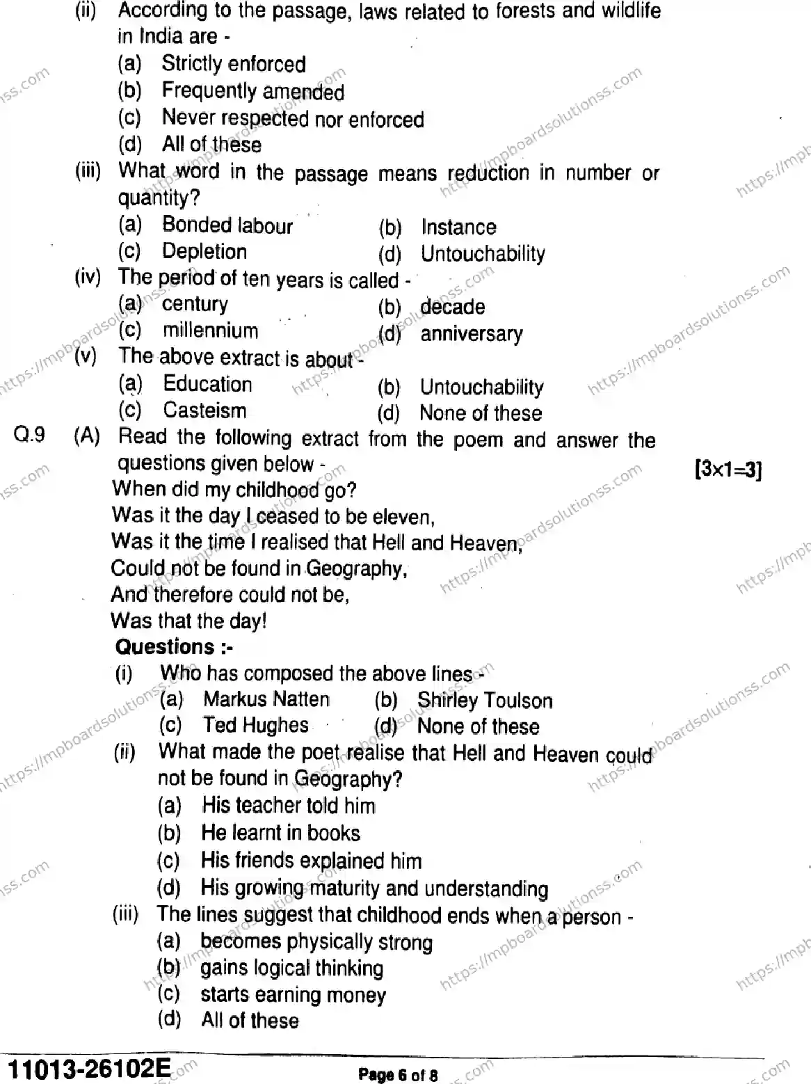 MP Board Class 11 English-726485 Final Paper 2026 Image 6