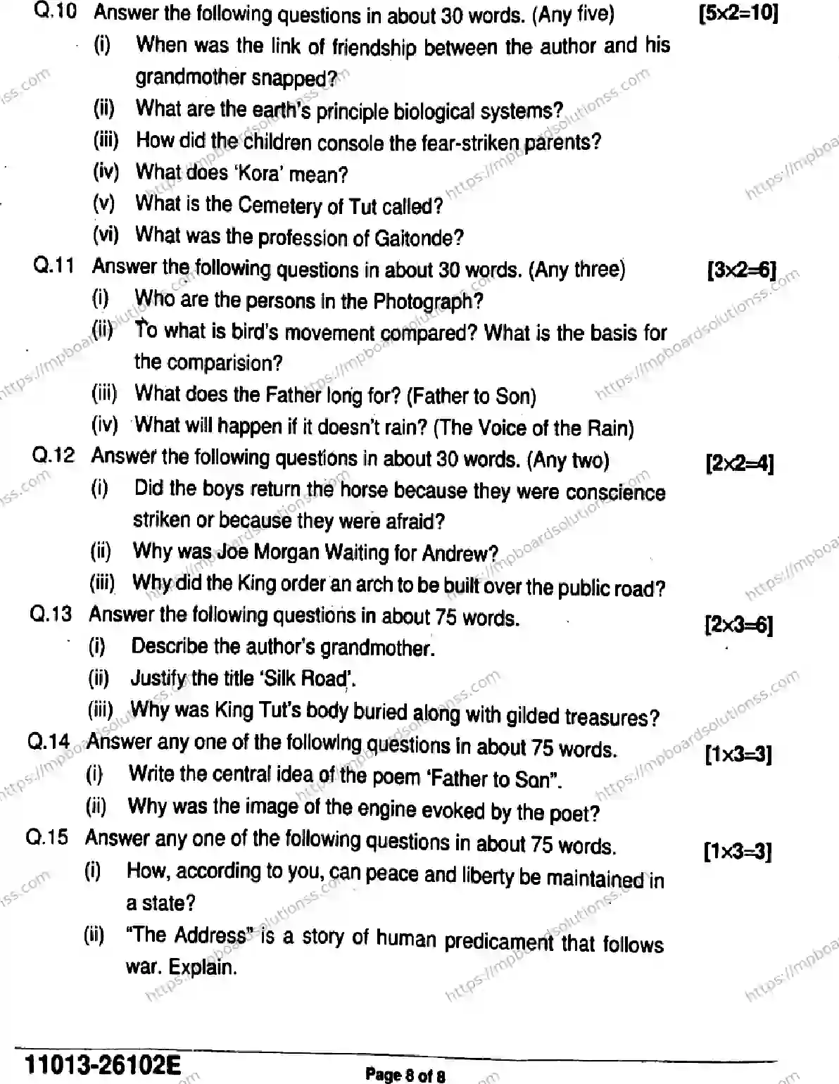 MP Board Class 11 English-726485 Final Paper 2026 Image 8