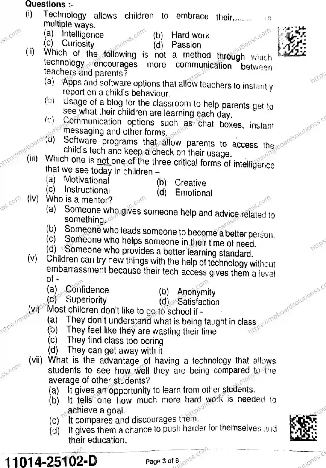 MP Board Class 11 English-771984 Final Paper 2025 Image 3