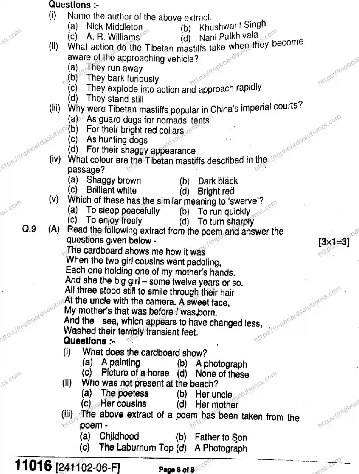 MP Board Class 11 English-820557 Final Paper 2024 Image 6