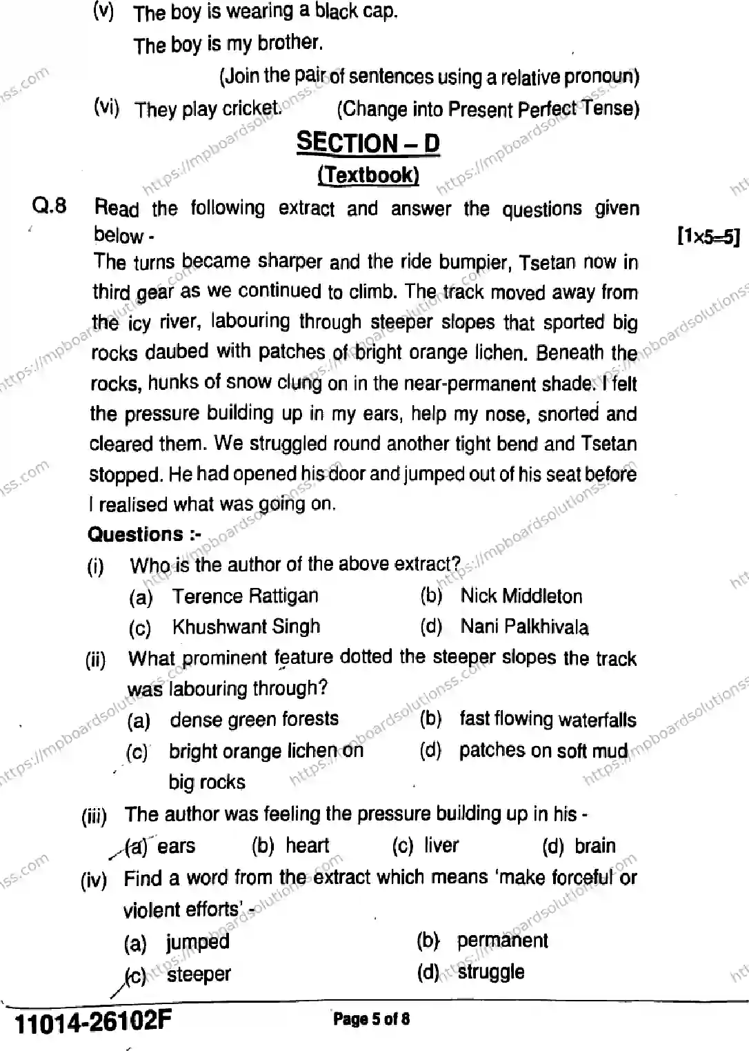 MP Board Class 11 English-854320 Final Paper 2026 Image 5