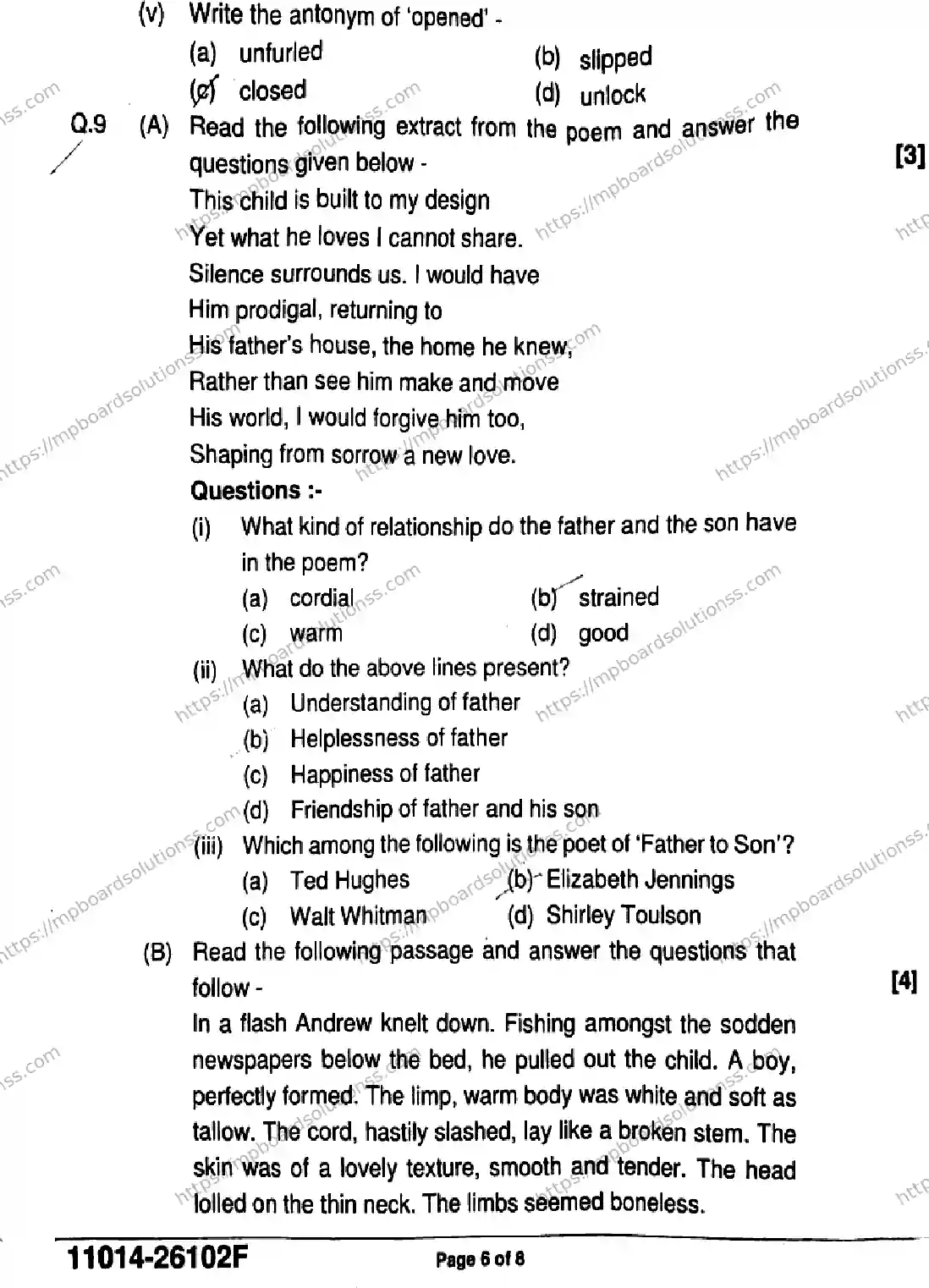 MP Board Class 11 English-854320 Final Paper 2026 Image 6
