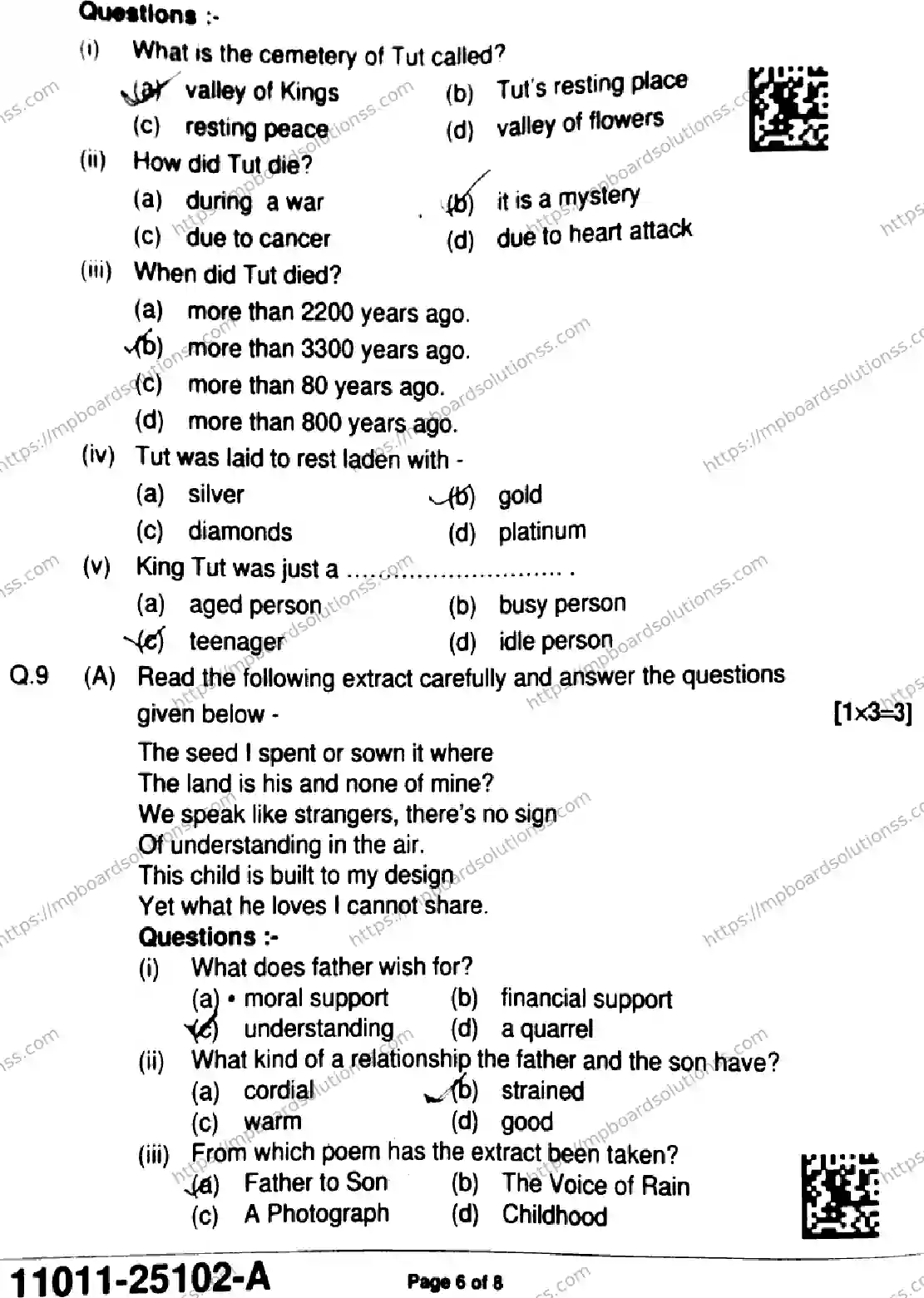 MP Board Class 11 English-986785 Final Paper 2025 Image 6