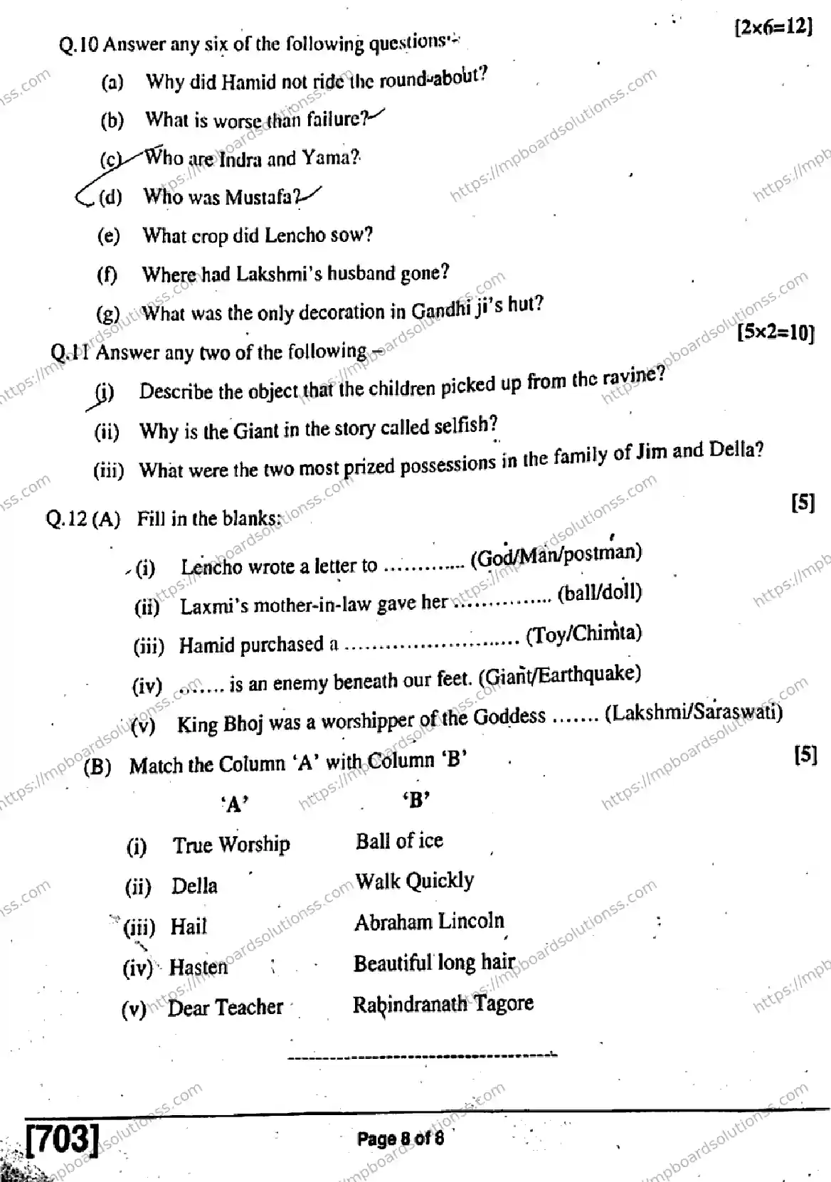 MP Board Class 11 English General-559607 Final Paper 2019 Image 8