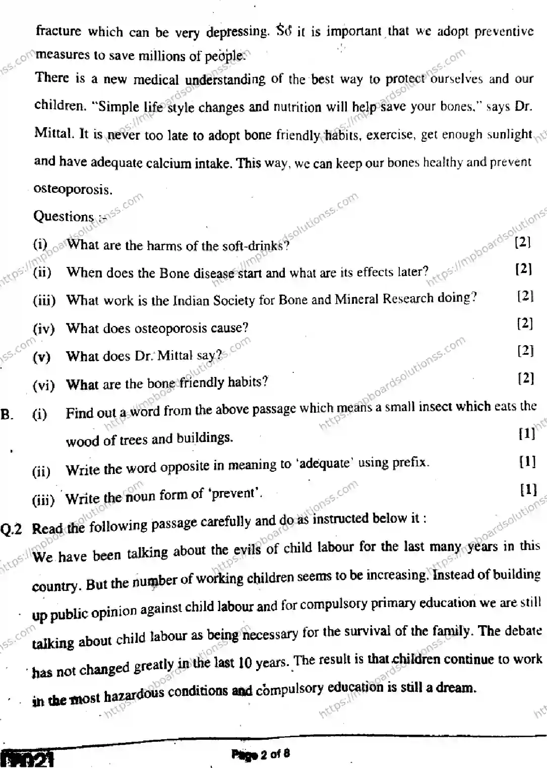 MP Board Class 11 English General-826032 Final Paper 2019 Image 2