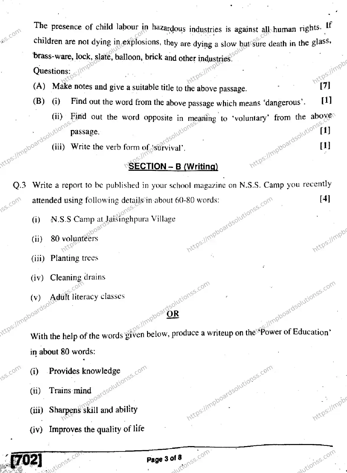 MP Board Class 11 English General-826032 Final Paper 2019 Image 3