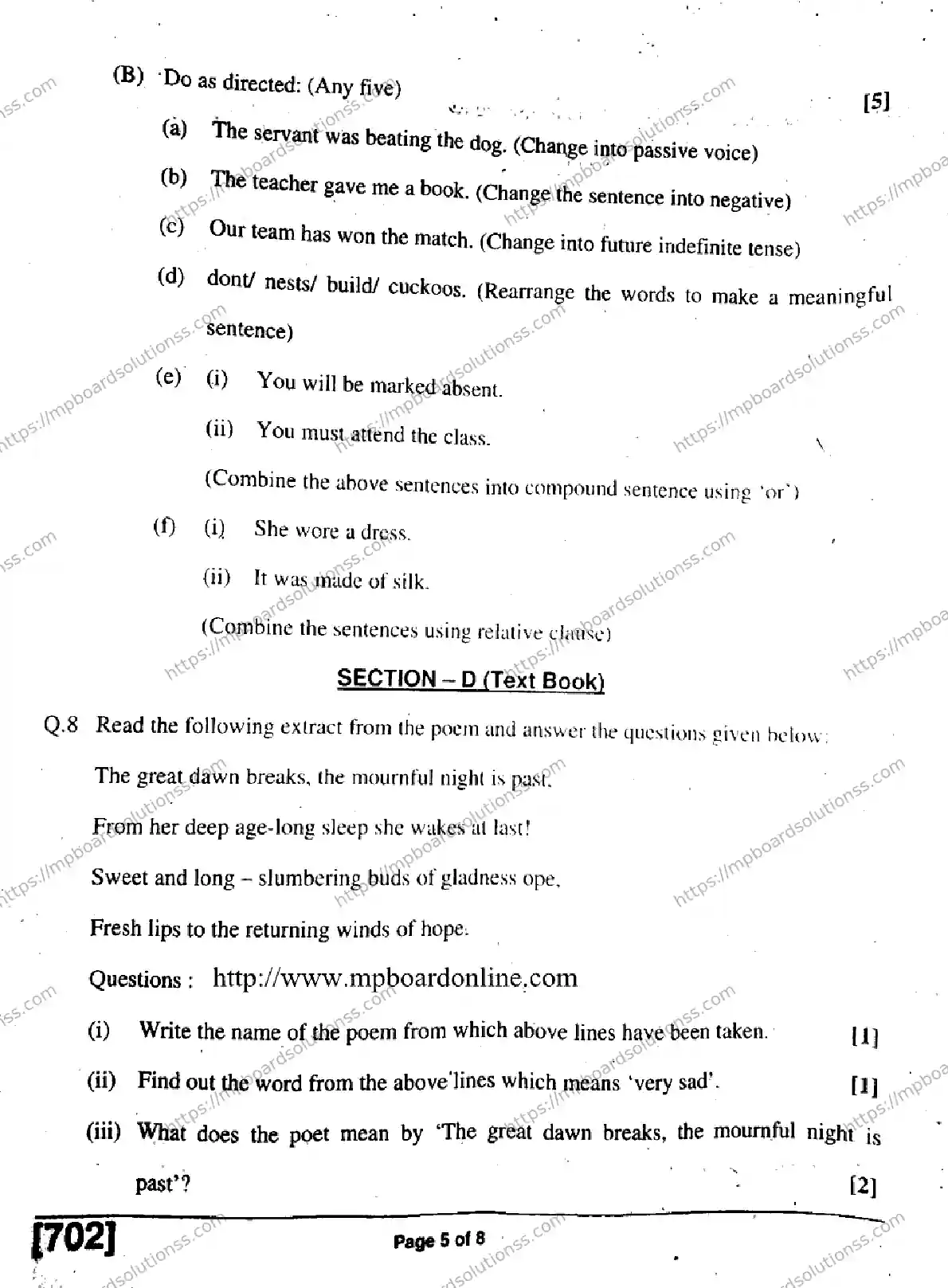 MP Board Class 11 English General-826032 Final Paper 2019 Image 5