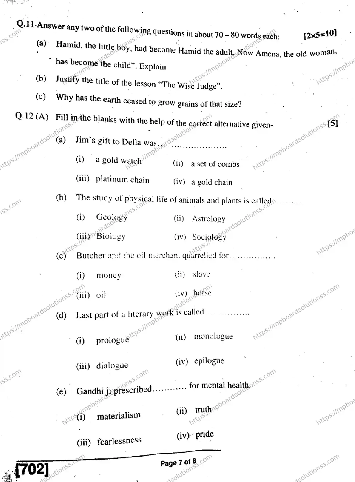 MP Board Class 11 English General-826032 Final Paper 2019 Image 7