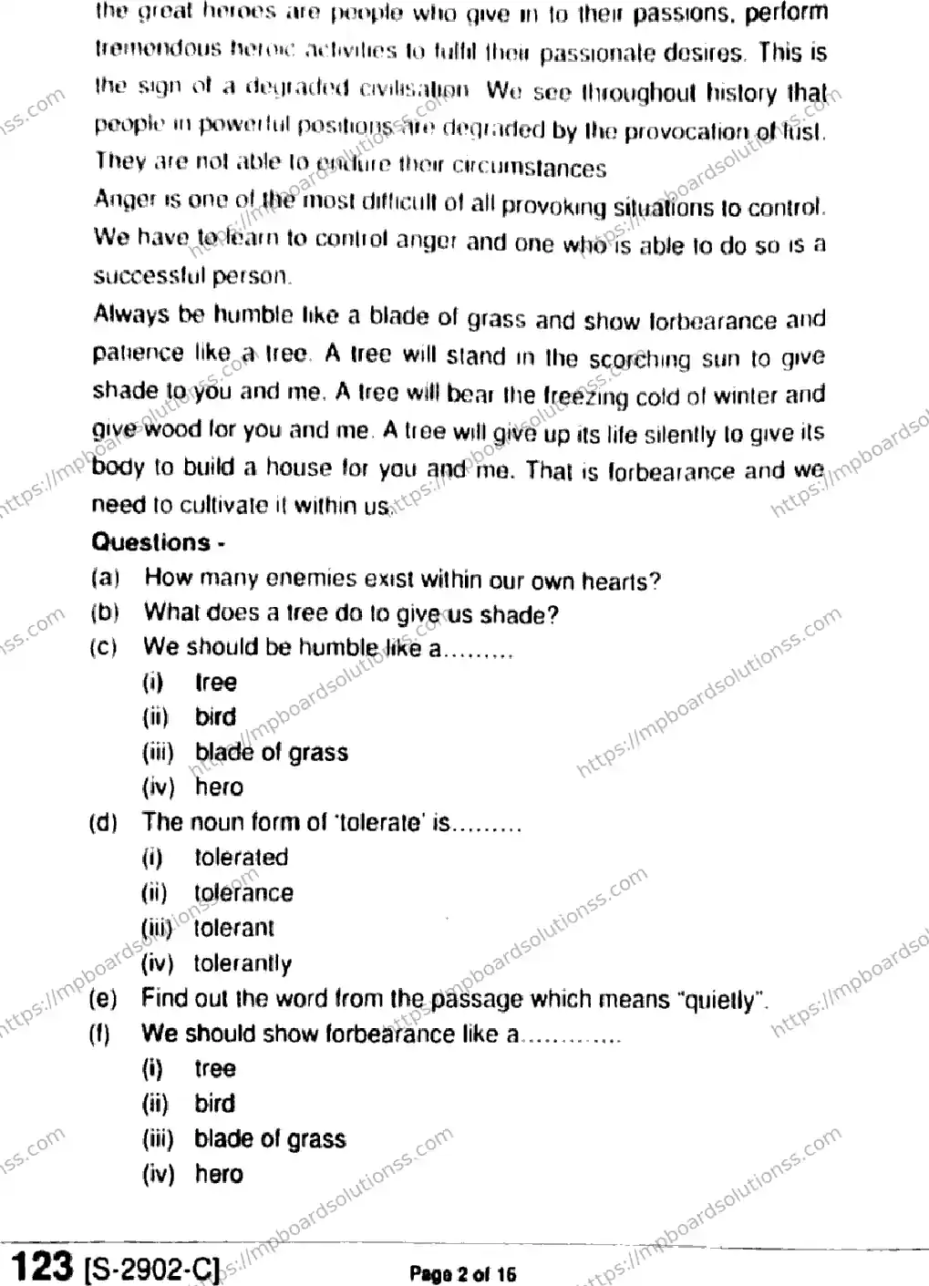 MP Board Class 11 English HE-824686 Final Paper 2021 Image 2
