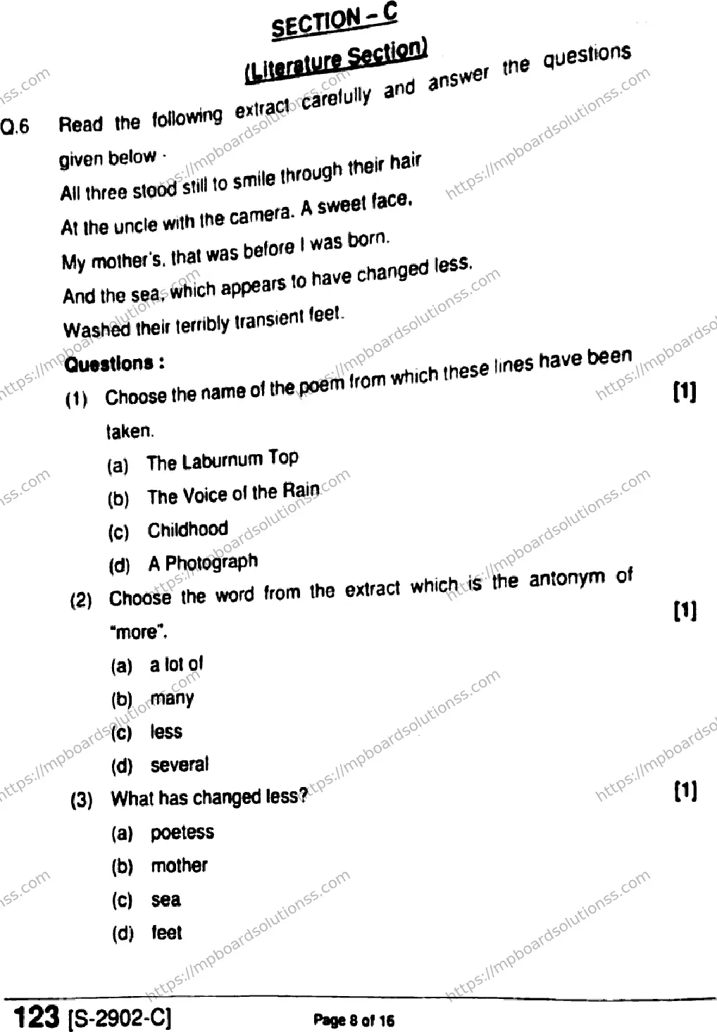 MP Board Class 11 English HE-824686 Final Paper 2021 Image 8