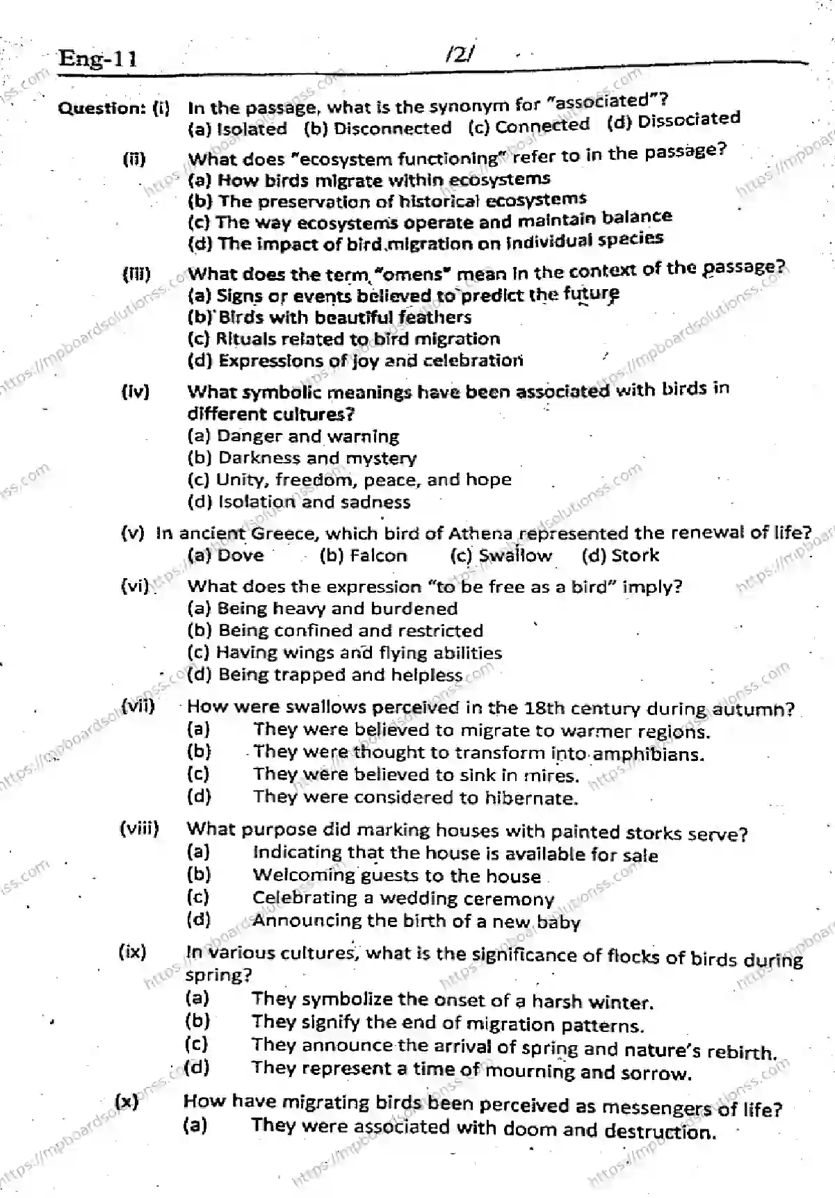 MP Board Class 11 English Set A QTR-806854 Final Paper 2024 Image 2