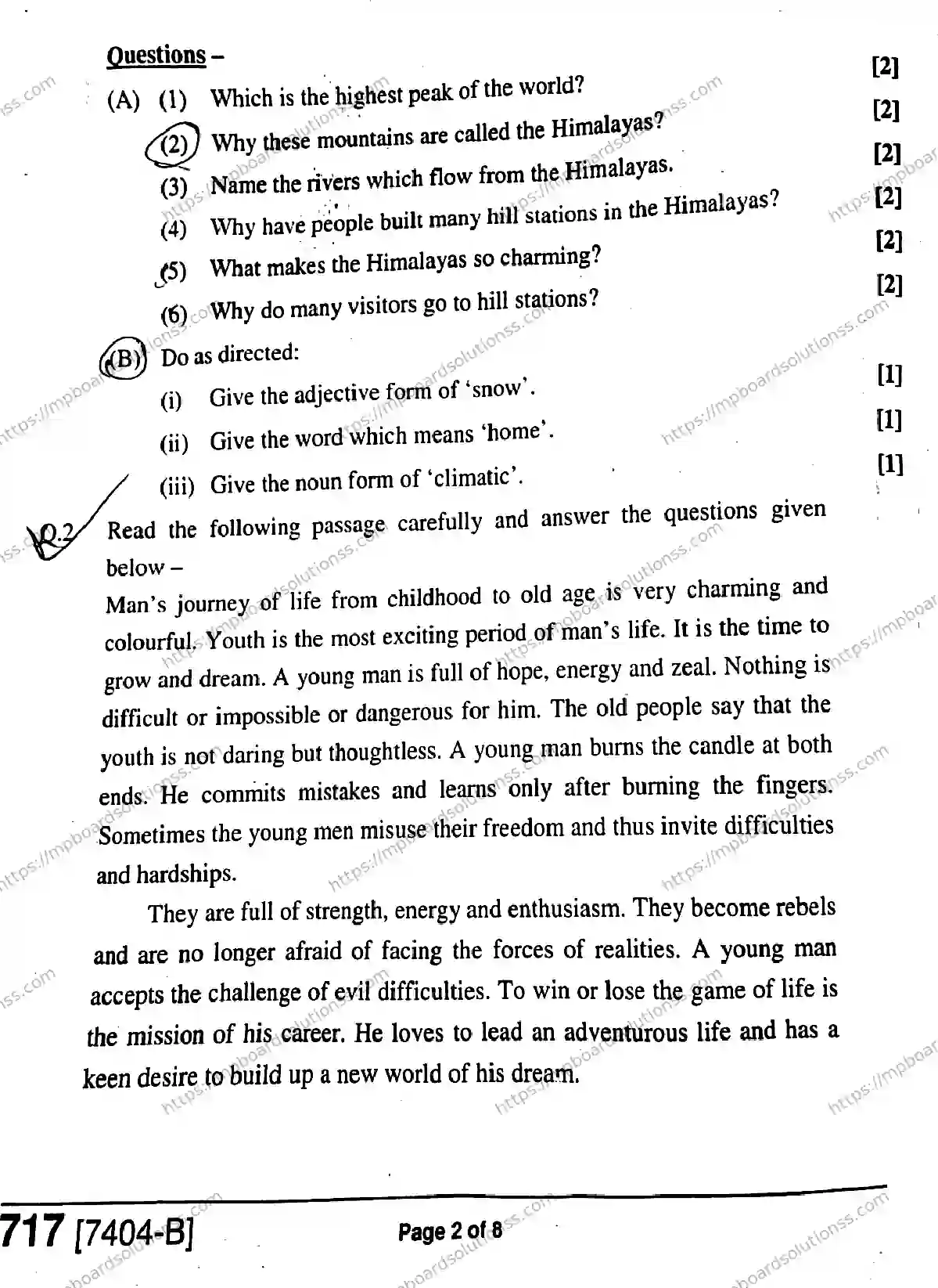 MP Board Class 11 General English-547720 Final Paper 2020 Image 2