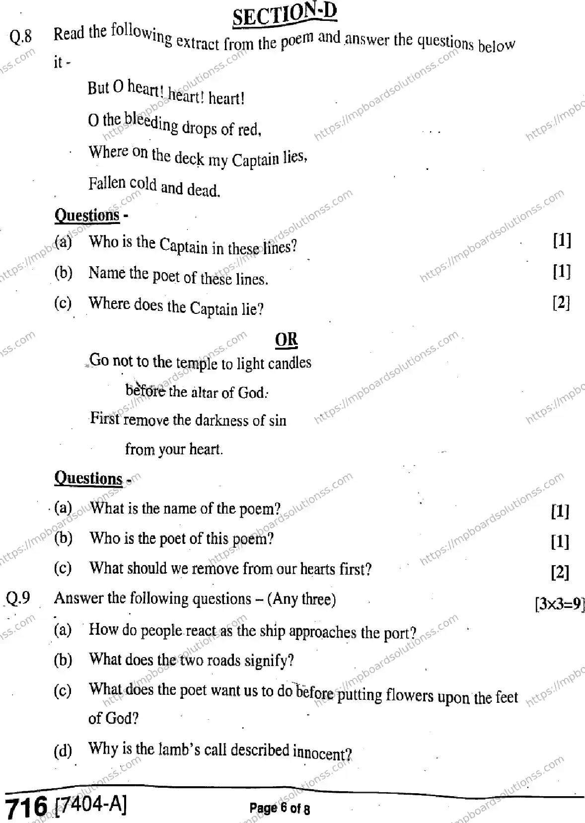 MP Board Class 11 General English-838093 Final Paper 2020 Image 6