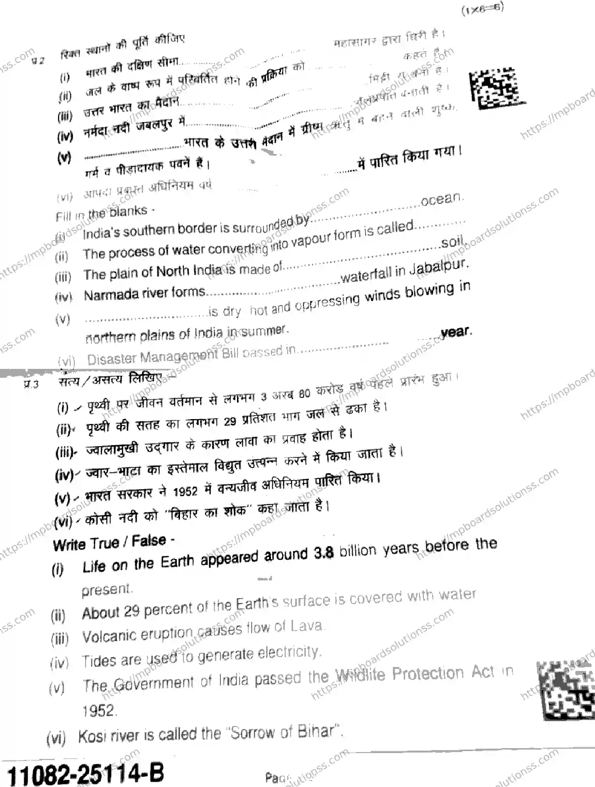 MP Board Class 11 Geography-423036 Final Paper 2025 Image 3
