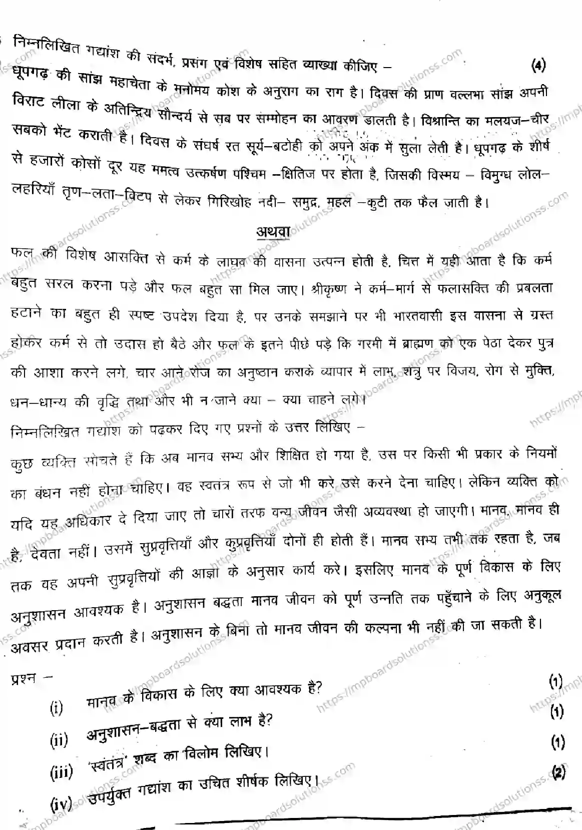 MP Board Class 11 Hindi Special-828285 Final Paper 2019 Image 7