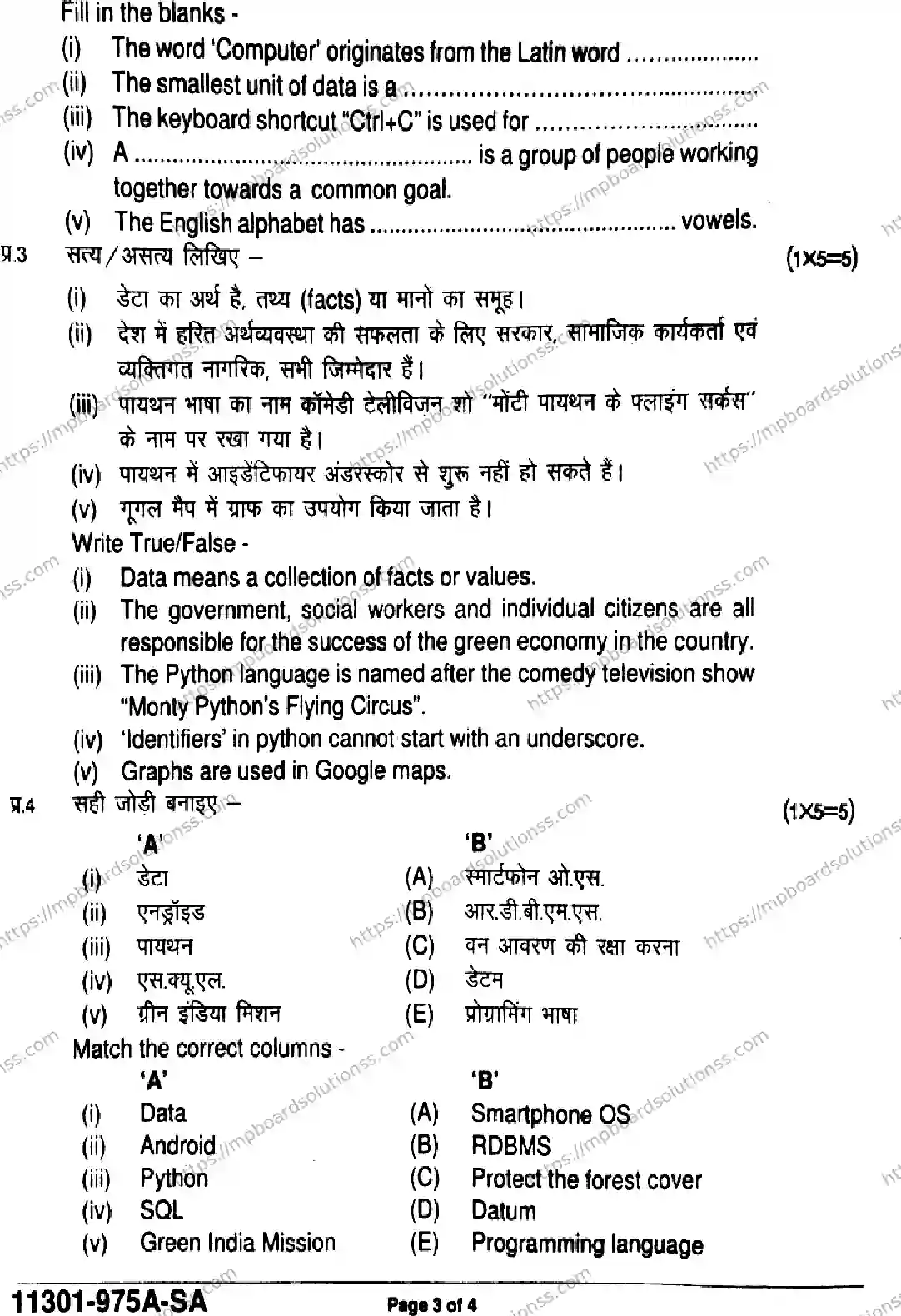 MP Board Class 11 IT ITES-503499 Final Paper 2026 Image 3