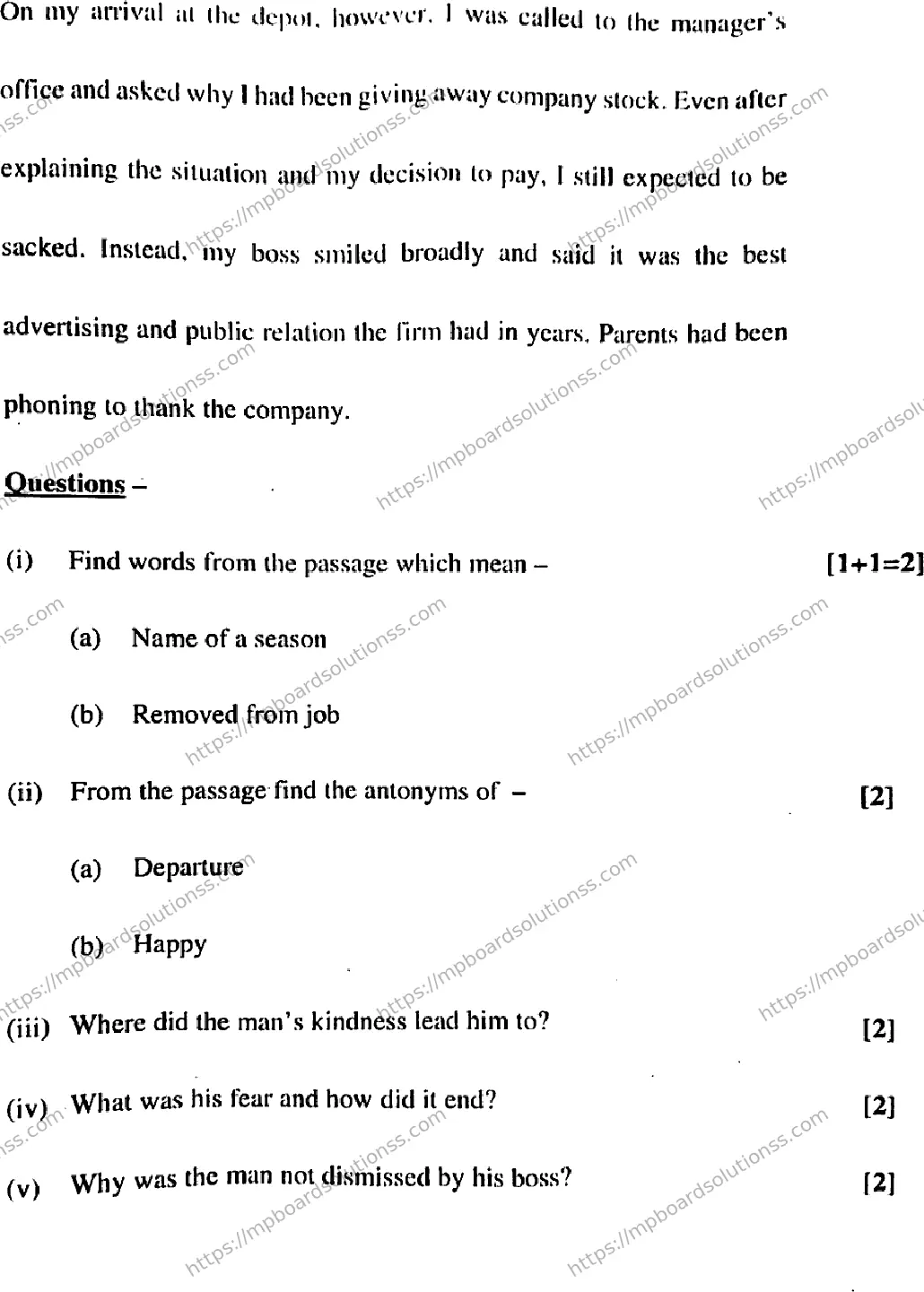 MP Board Class 11 Special English-907547 Final Paper 2020 Image 2