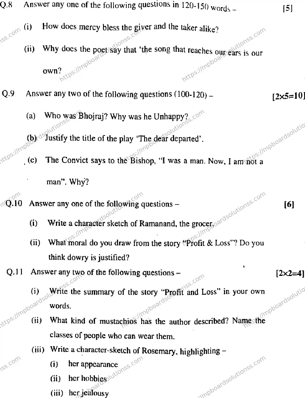 MP Board Class 11 Special English-907547 Final Paper 2020 Image 6