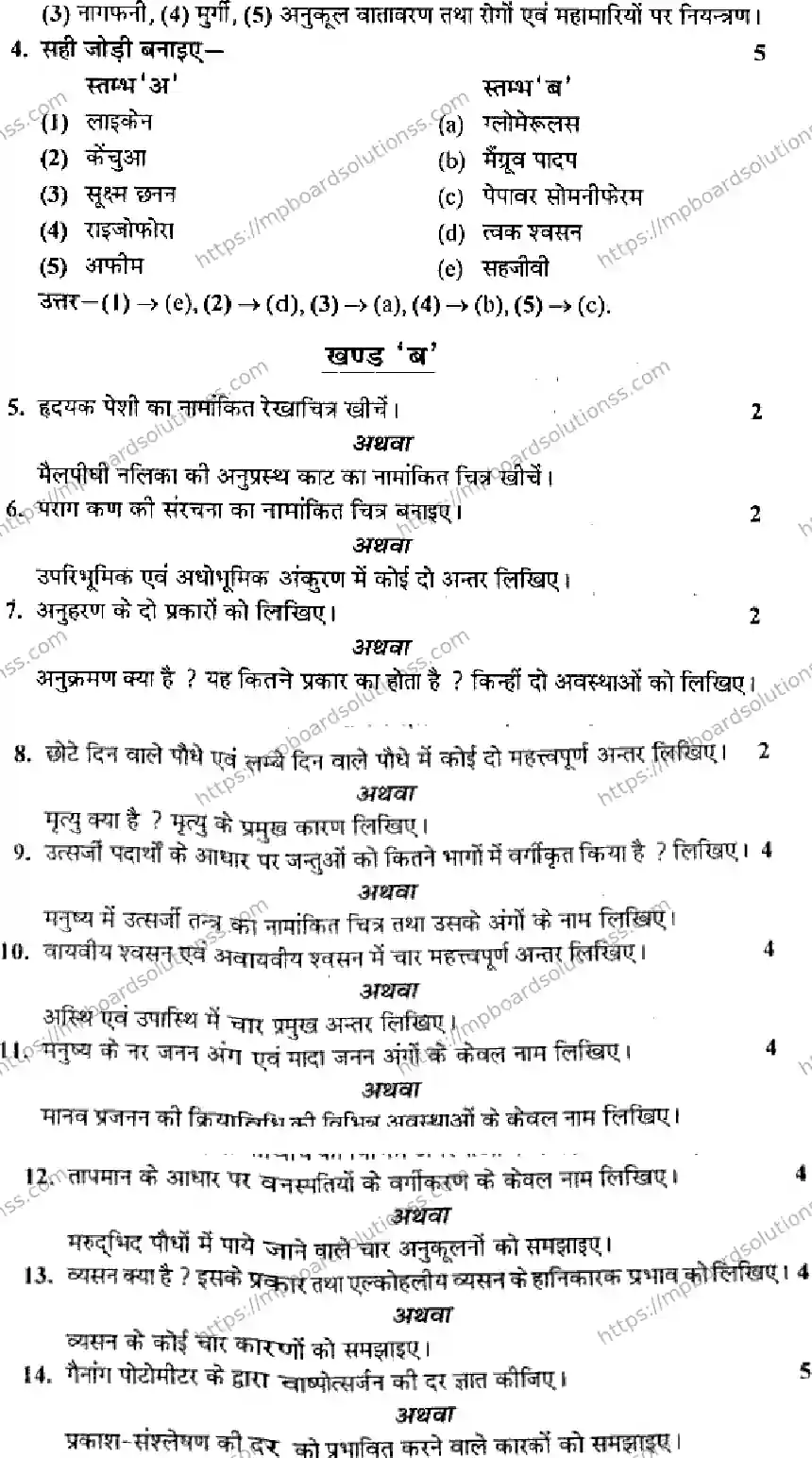 MP Board Class 12 Biology HM-925495 Final Paper 2015 Image 2
