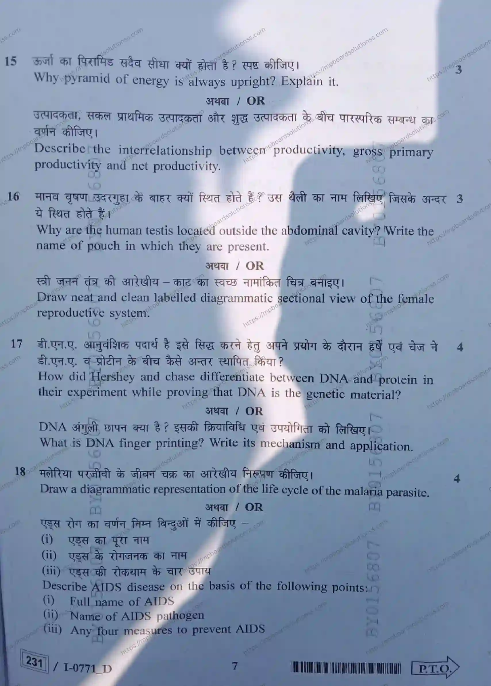 MP Board Class 12 Biology I Set D-954017 Final Paper 2024 Image 7