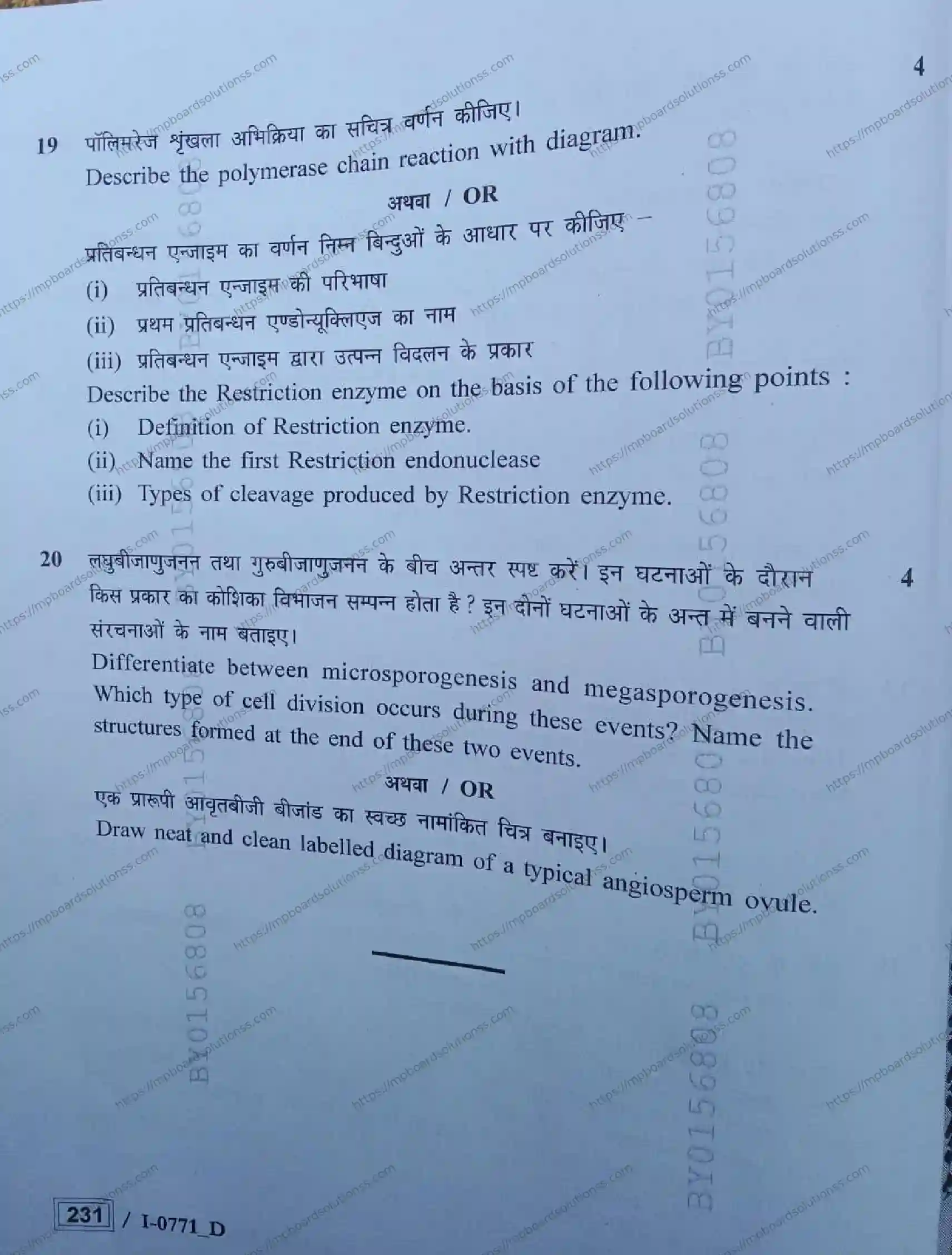 MP Board Class 12 Biology I Set D-954017 Final Paper 2024 Image 8