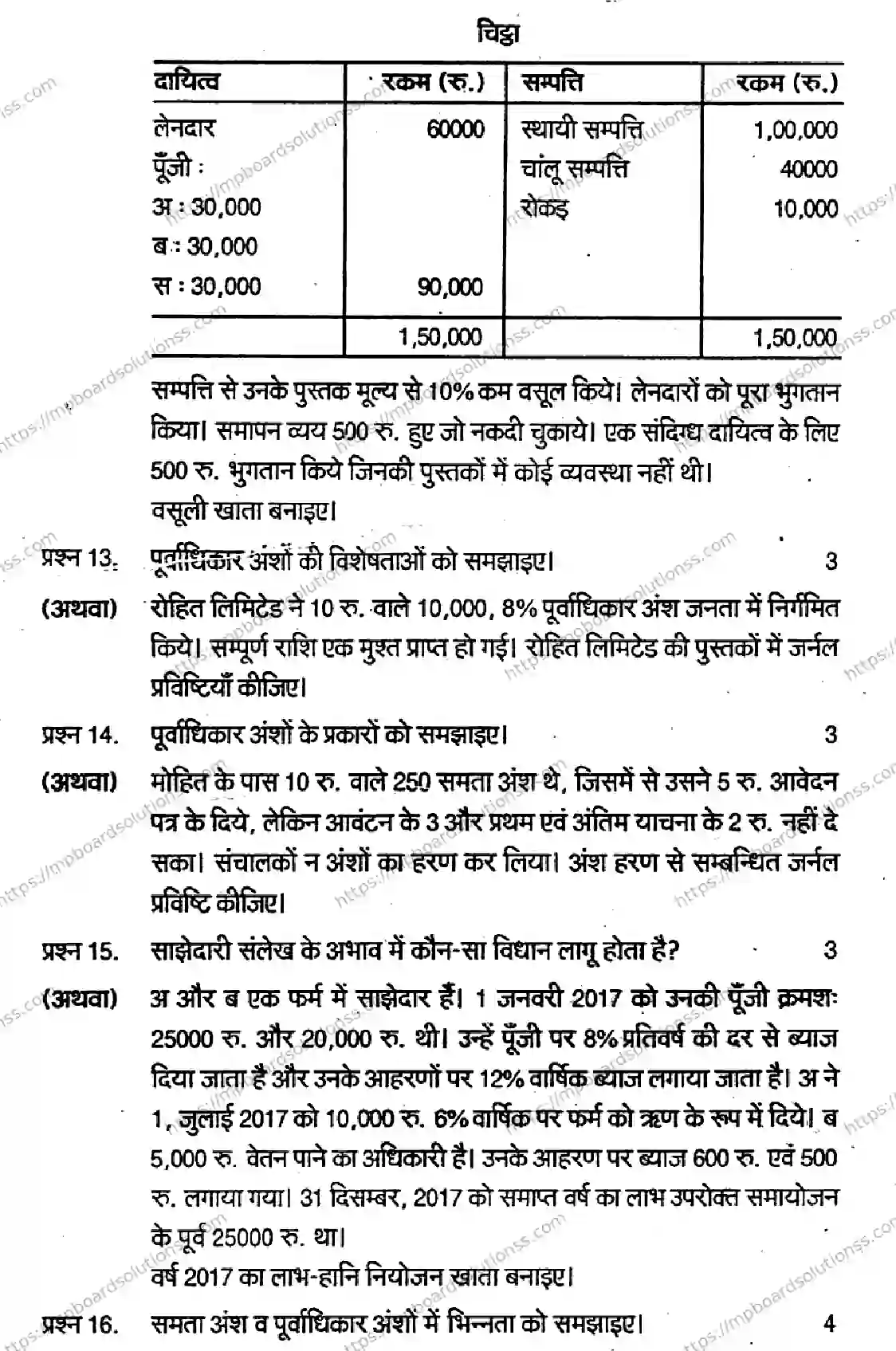 MP Board Class 12 Book Keeping & Accountancy-361291 Final Paper 2018 Image 10