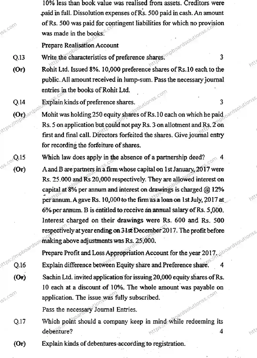 MP Board Class 12 Book Keeping & Accountancy-361291 Final Paper 2018 Image 4