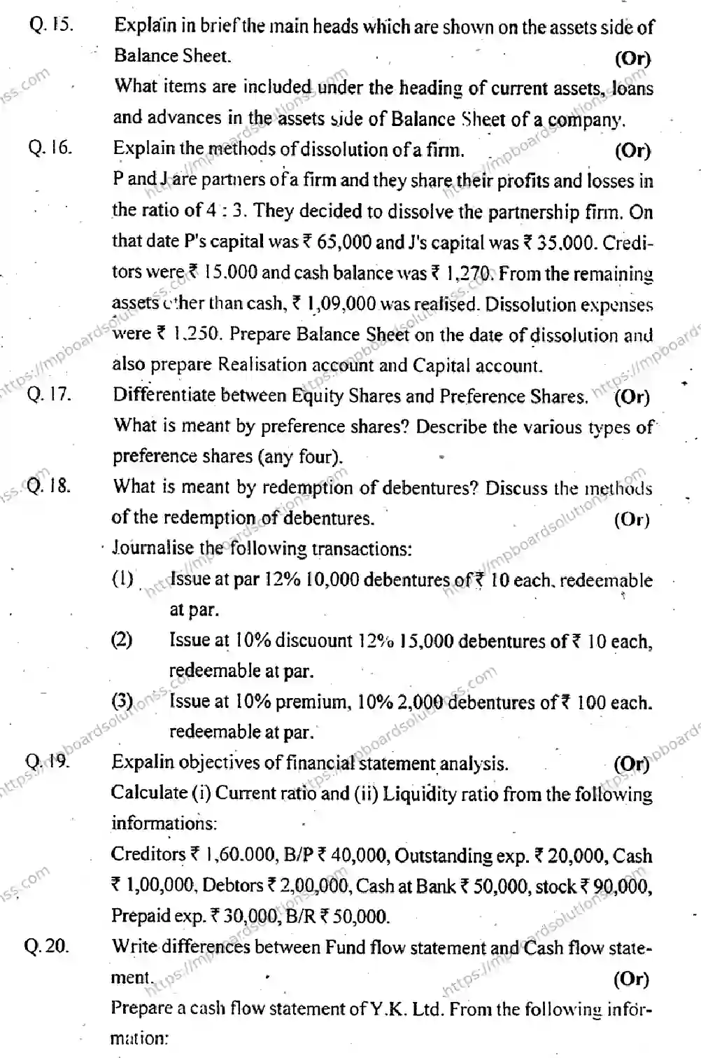 MP Board Class 12 Book Keeping & Accountancy EM-447759 Final Paper 2013 Image 5